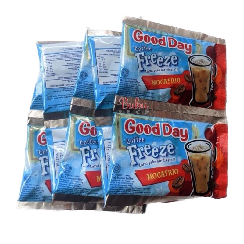 

NG kopi good day freeze mocafrio ( 10 sachet / renceng )