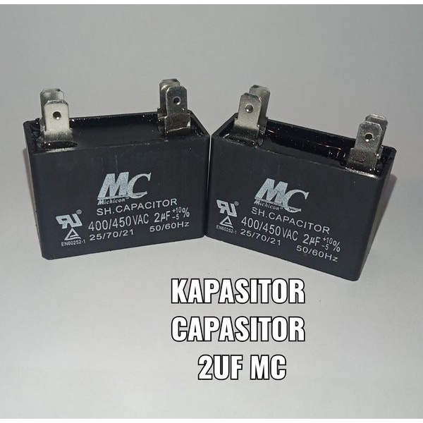 KAPASITOR FAN AC / CAPACITOR FAN 2 uF / 2 MIKRO (MERK MC) 2 KAKI