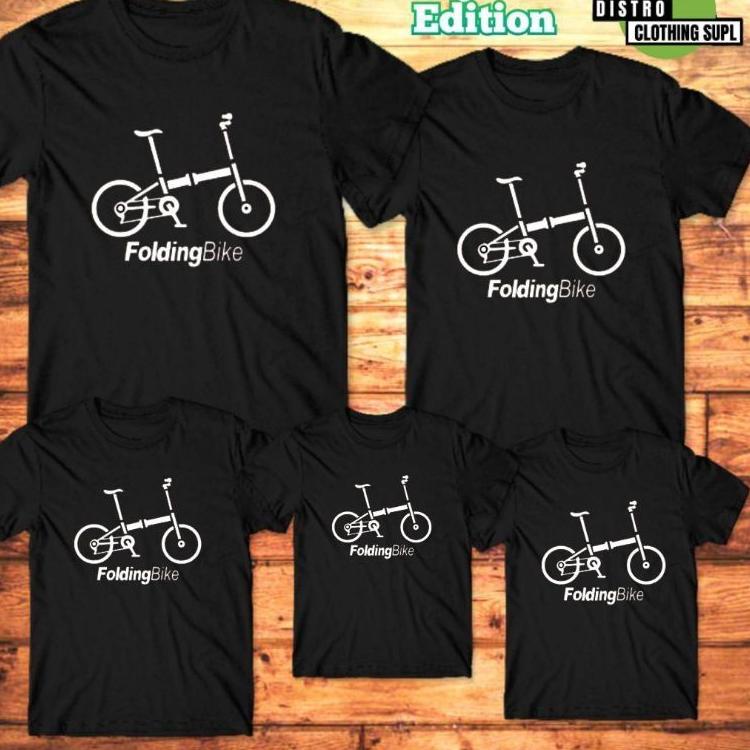 ㋿ Kaos couple keluarga motif sepeda folding bike / kaos kapel family ayah ibu anak / baju kapelan su
