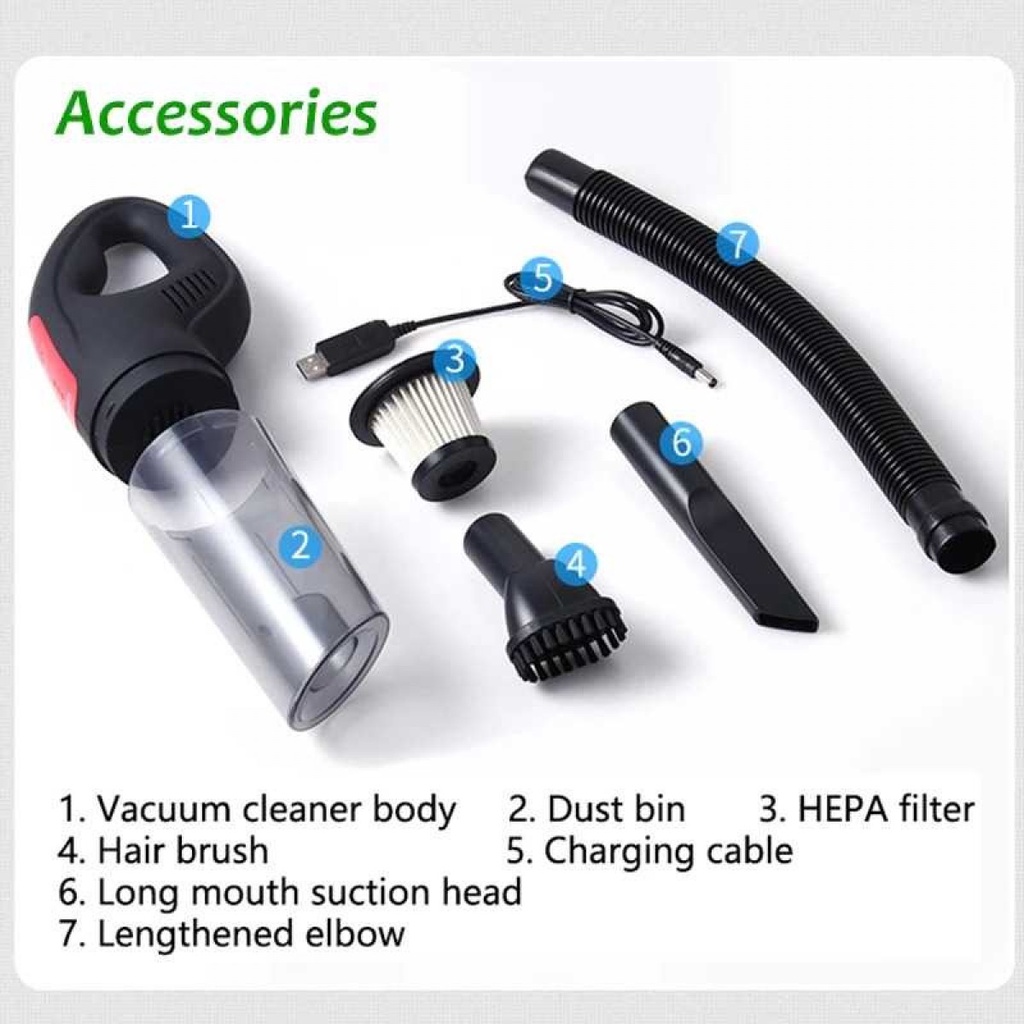 Car Vacuum Cleaner Handled Penyedot Debu Mobil 120 W USB Rechargeable