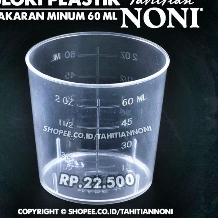 Promo banting--Gelas Sloki Takar Ukuran 60ml Plastik Transparan Bagus & Praktis utk Minum Tahitian N