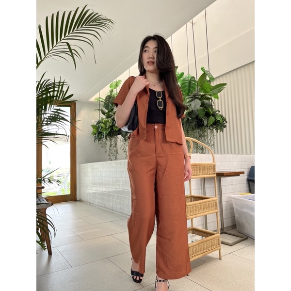 JOSHIN Kylie Oneset | Blazer Crop Celana Kulot Panjang - Setelan Kemeja Kerja