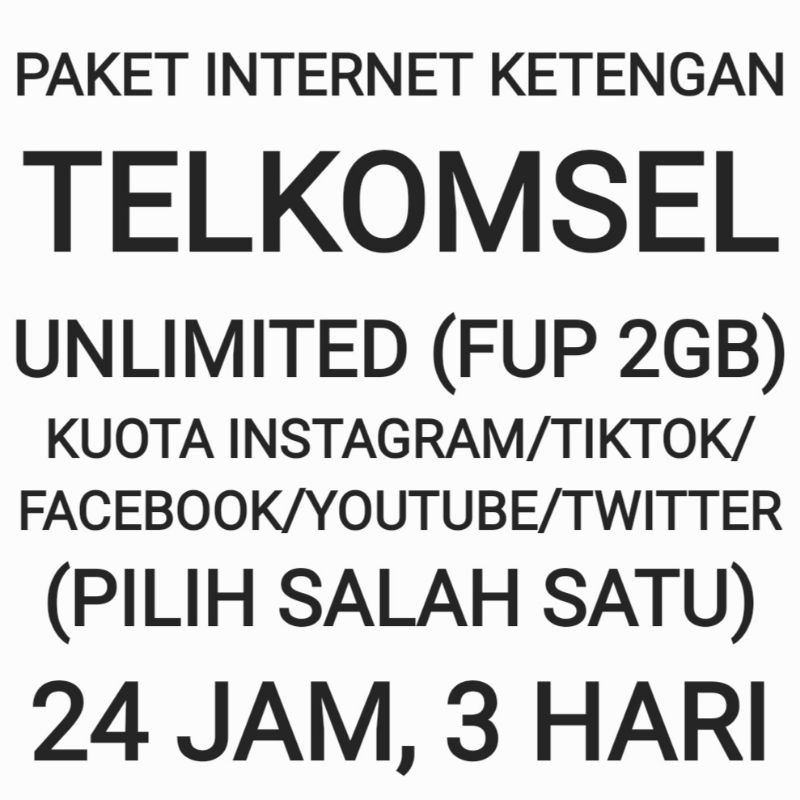 [CHAT DULU SEBELUM ORDER]Paket Internet Telkomsel Ketengan Sosmed Sosial Social Media Unlimited Sepu