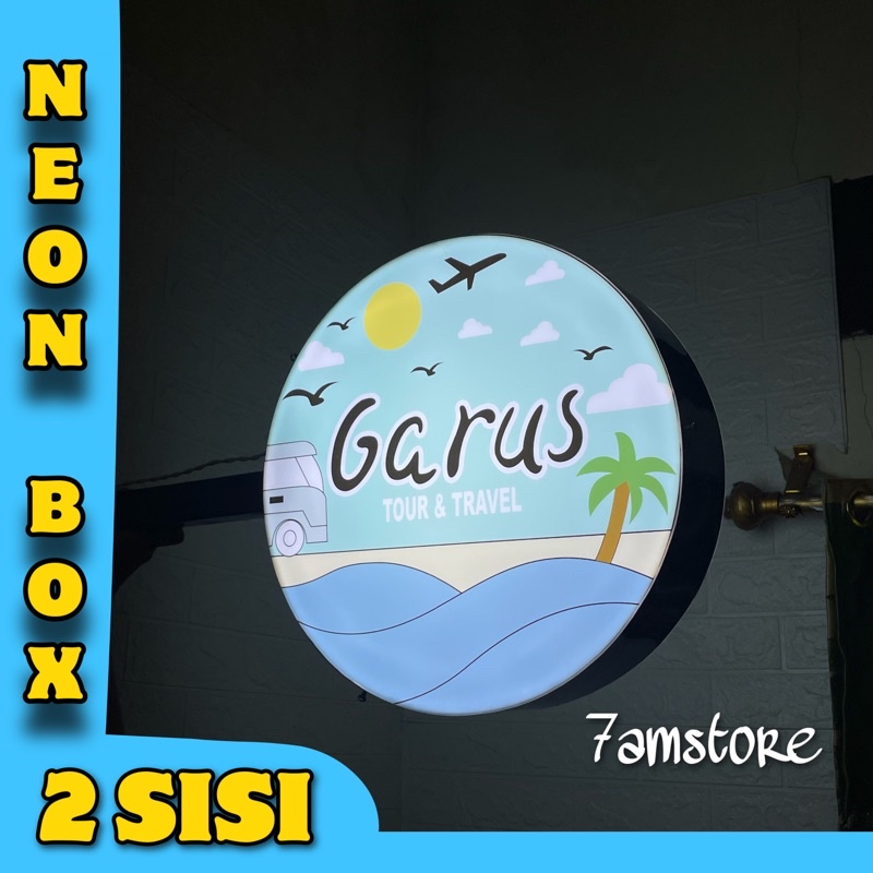 NEON BOX CUSTOM 2 SISI PERSEGI / LINGKARAN TINGGAL PASANG