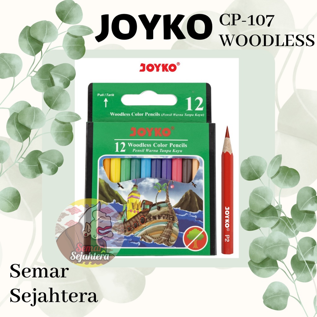 

[SET] PENSIL WARNA / PENCIL COLOUR JOYKO CP-107 WOODLESS 12 WARNA PENDEK*