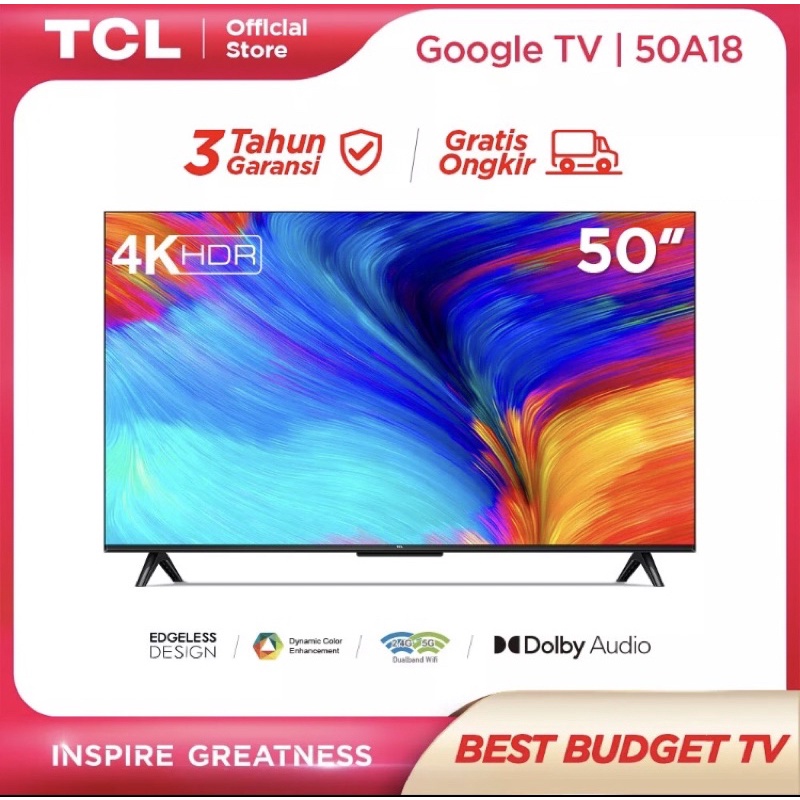 SMART TV LED TCL 50 INCH A18 50A18 4K UHD WIFI HDMI