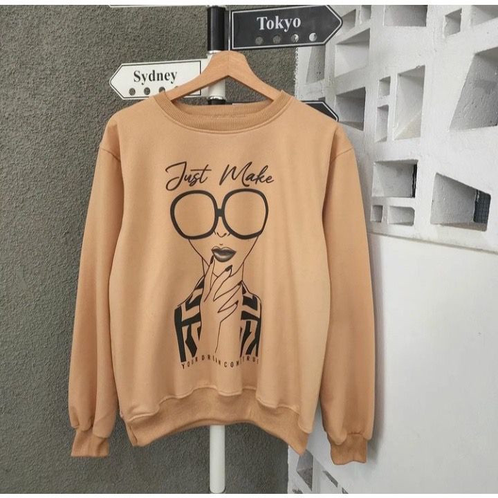 JUST MAKE SWEATER OVERSIZE CREWNECK BAHAN FLEECE