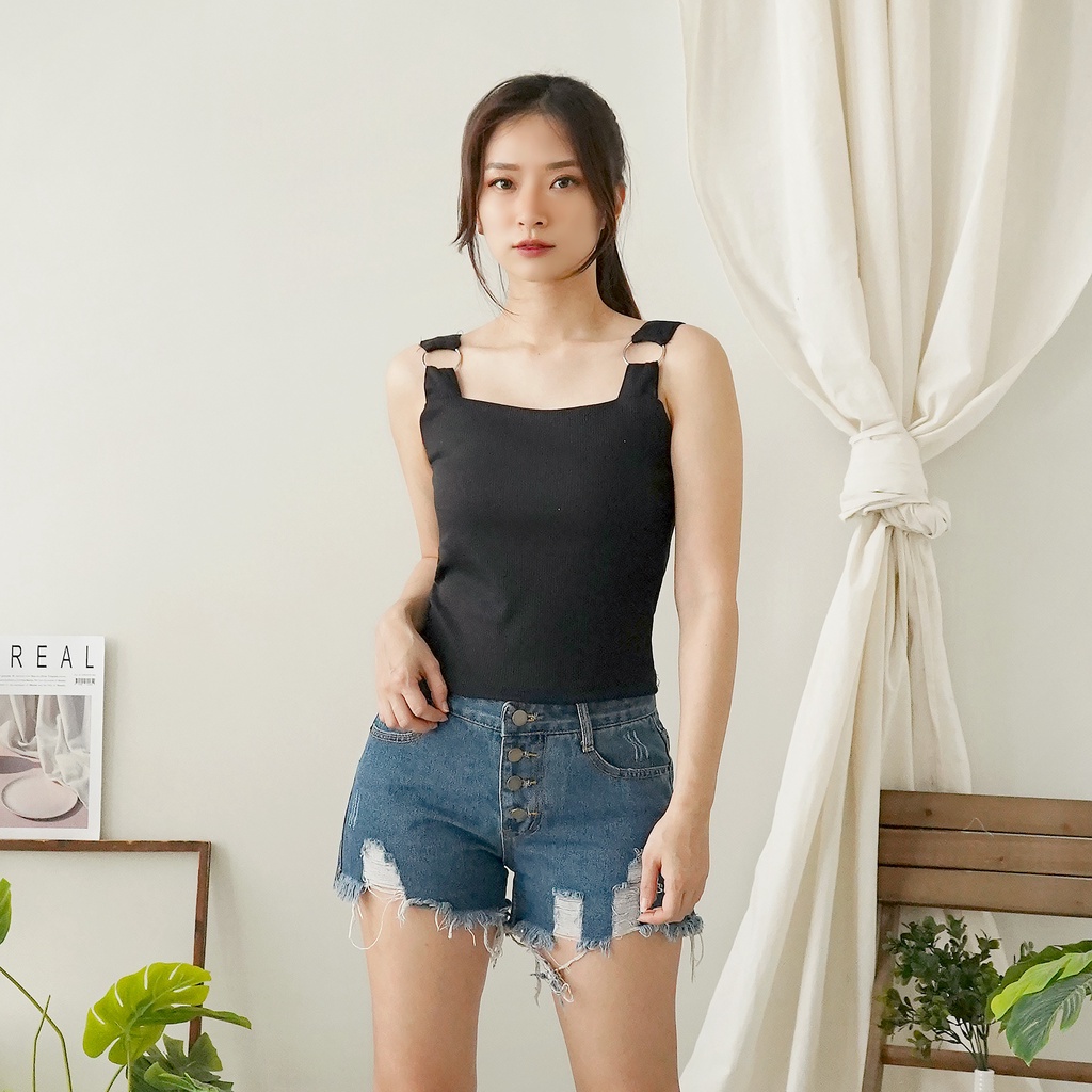 Korean Square Tank Top Ring Tanktop Baju Atasan Wanita Crop Top 230