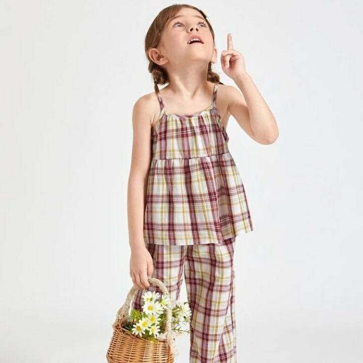 BEFAST - ZTL Setelan Anak DALIAH / SET ANAK CANBERRA / Oneset Motif Kotak-Kotak / Setelan Anak Perempuan / Pakaian Casual Anak Perempuan / Set Atasan Tanktop+Celana Panjang / Fashion Anak Jalan-Jalan / Oneset Anak keluaran Terbaru