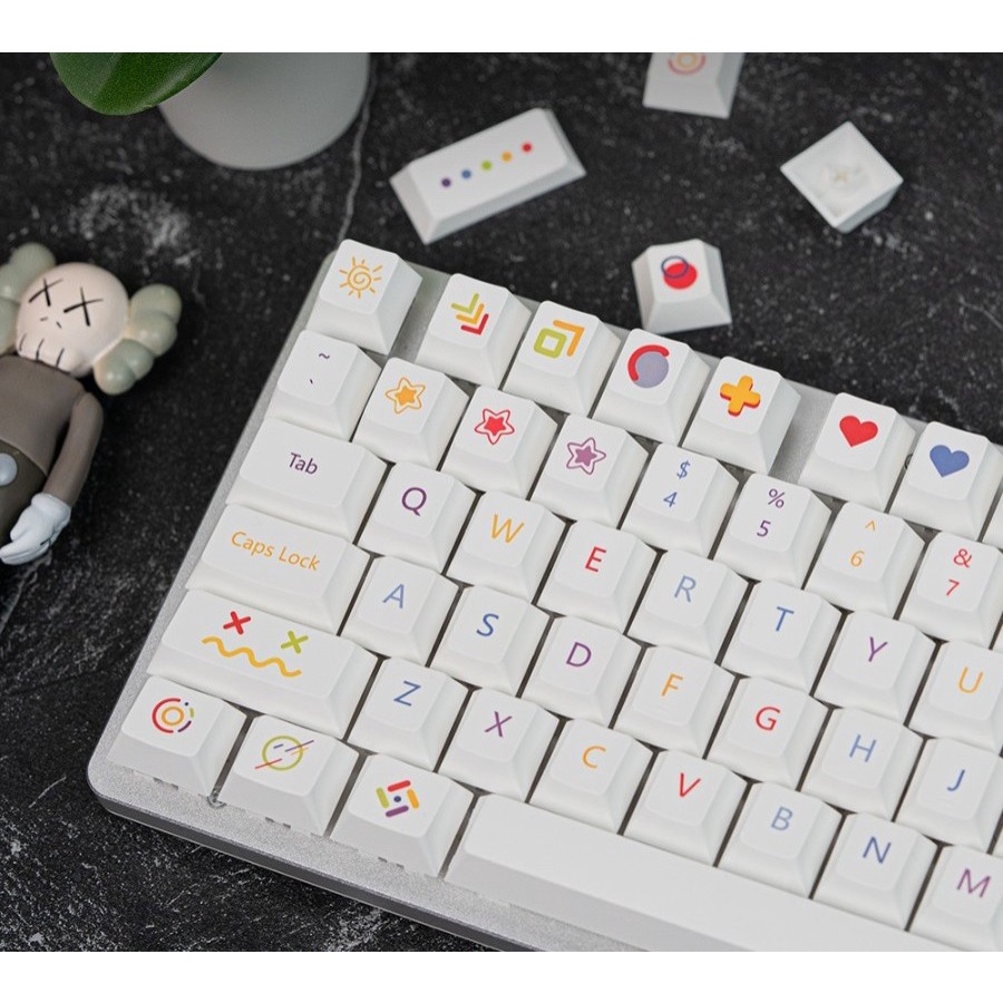 Yiqi Colorful Pen PBT Dye-sub Keycaps 126 set Cherry Profile