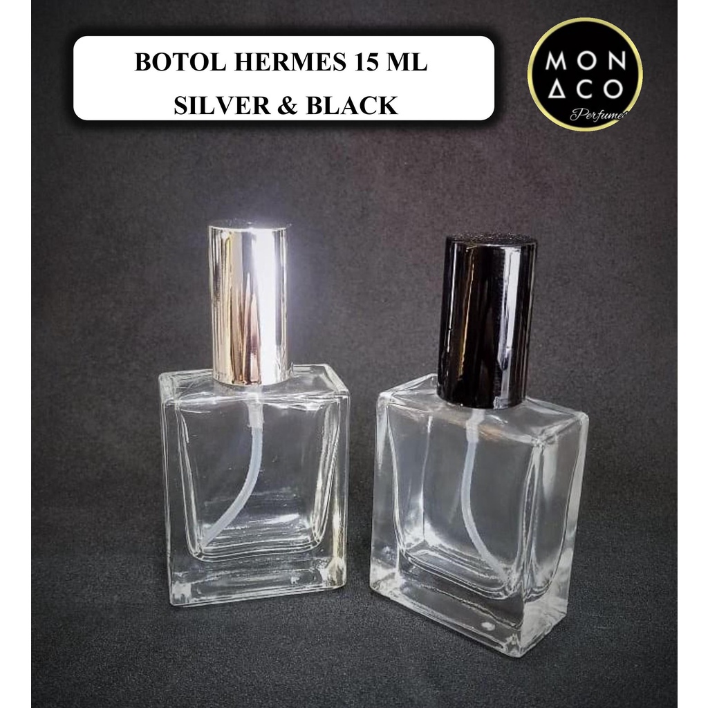 BOTOL HARMES SILVER &amp; BLACK KOTAK / 15 ML ( DRAT / ULIR )