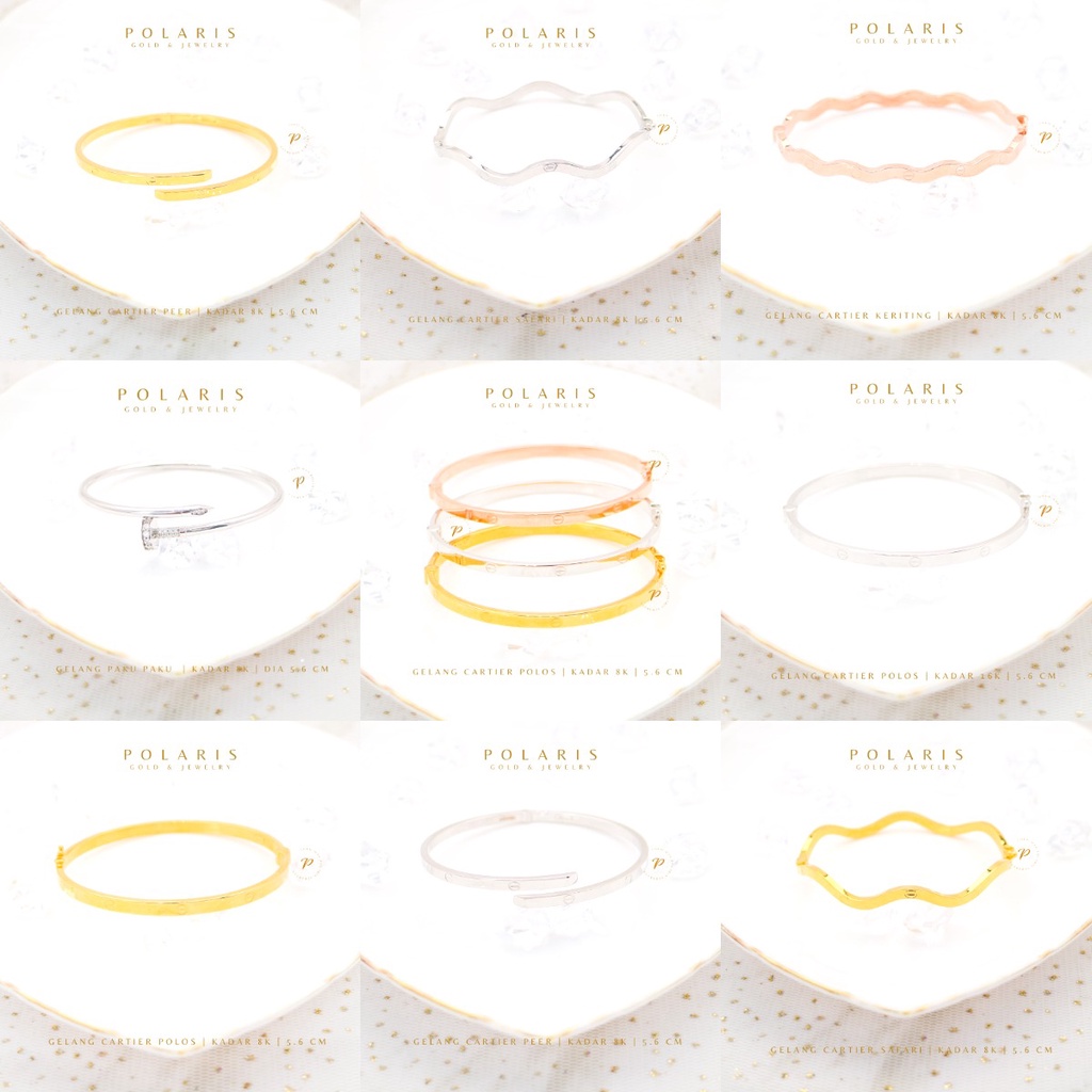 Gelang Tangan Kadar Tua Fashion C Ready All Mode Ukuran Perhiasan Emas Kuning, Rosegold, Putih Kadar Emas Tua 700/16K9A