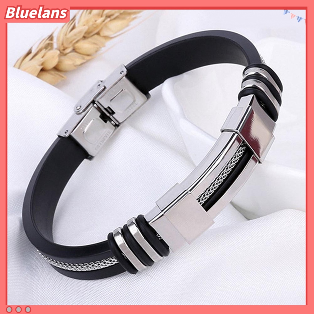 [bluelans]Fashion Stainless Steel Men Bracelet Jewelry Bangle Wrist Band Party Decoration