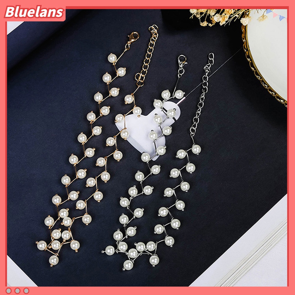 Bluelans Kalung Choker Rantai Pendek Hias Manik-Manik Mutiara Imitasi Untuk Wanita