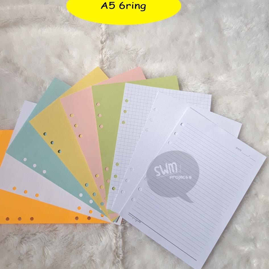 

Terbaru A5 6ring - isi binder refill loose leaf kertas file filler color warna polos bergaris kotak titik 63 ❂