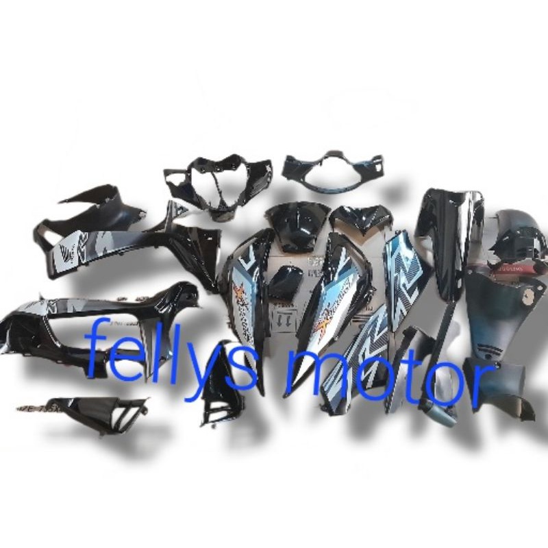 Full Set Cover Body Supra X 125  2007 2013 Supra X 125 Batman warna Hita silver murah dan terlaris