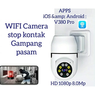 CCTV Ptz Ip Camera Wifi Stop Kontak V380 Pro HD 720p 5 MP Indoor - InfraRed Night Vision - Motion Tracking - Alarm