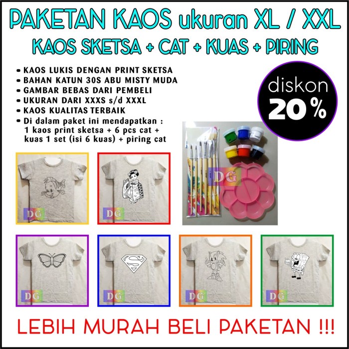

Cantik Paketan Kaos Lukis Dengan Sketsa Gambar Siap Diwarnai - Size Xl / Xxl Trendi