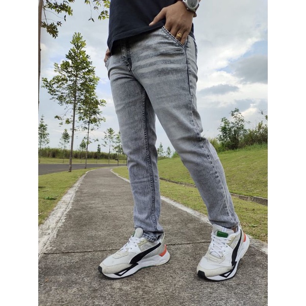 CELANA PRIA JEANS WISCER RIPPED SLIMFIT JINS PENSIL SOBEK BIKER