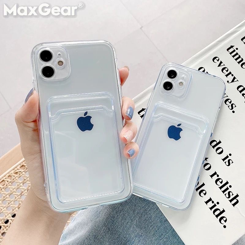 CLEAR CASE SLOT CARD HOLDER FOR IPHONE 6 6G 6S 6+ 6S+ 7 7+ 8 8+ PLUS SE 2 2020 X XS MAX XR 11 12 13 14 15 PLUS PRO MAX Casing Transparent Soft TPU Card Holder Clear Phone Cover