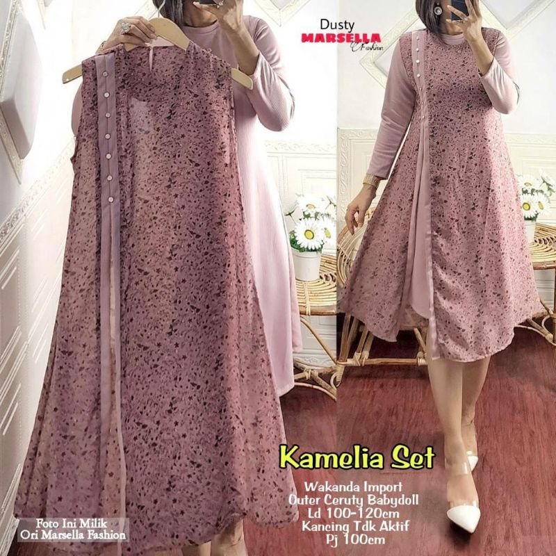 Kamelia Set // Restock //Setelan wakanda import wanita Outer Ceruty babydoll by Marsella