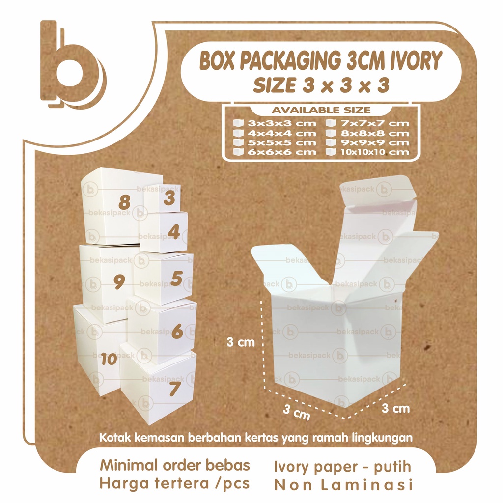 

Box Packaging Ivory Natural 3x3x3 I BP3IN00399