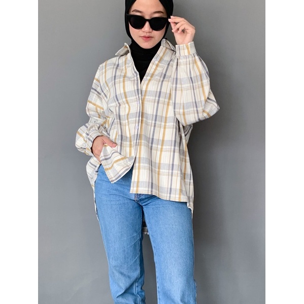 Alana Flanel Kemeja Tartan Oversized Syamaita