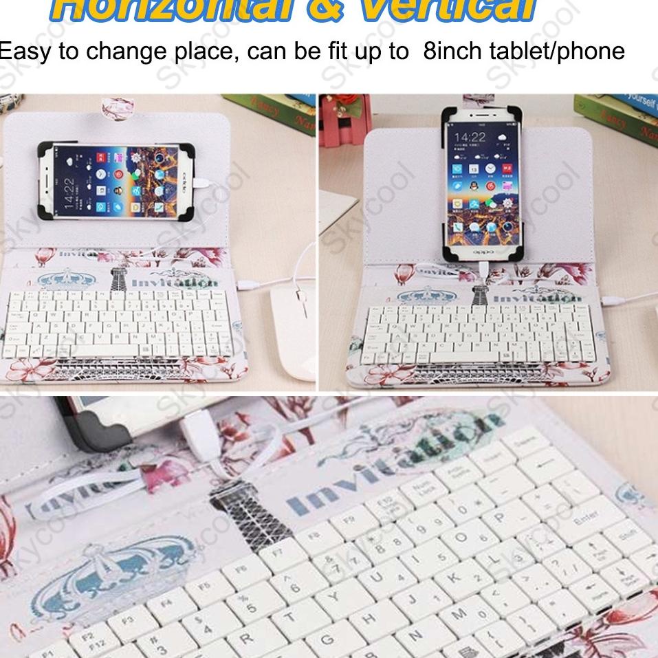 Tren Terbaru Portable Keyboard dan mouse untuk hp Android dengan Lucu PU Kulit Kasus Mini Keyboard h