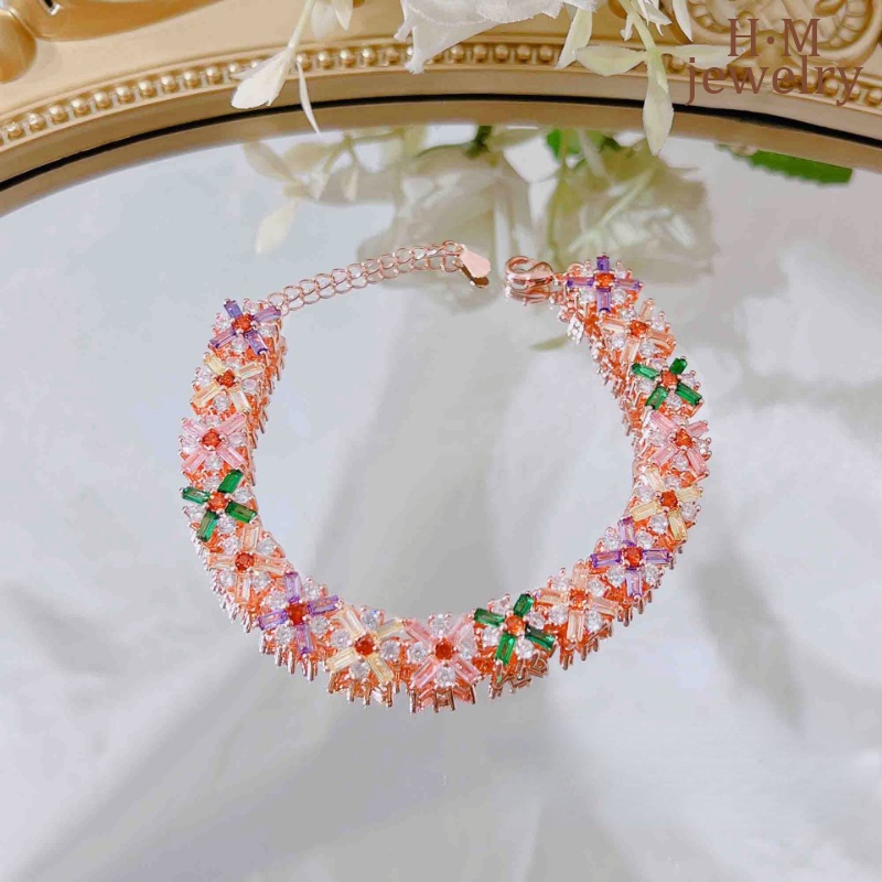 Gelang Tangan Zircon AAA Warna Permen Berkilau Untuk Wanita