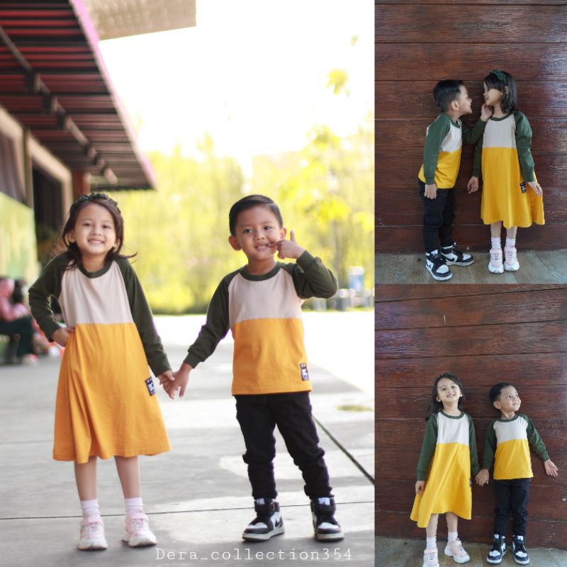 Kaos Raglan anak 3 warna/Tunik anak/ set couple kaka adik/baju couple anak/dress anak
