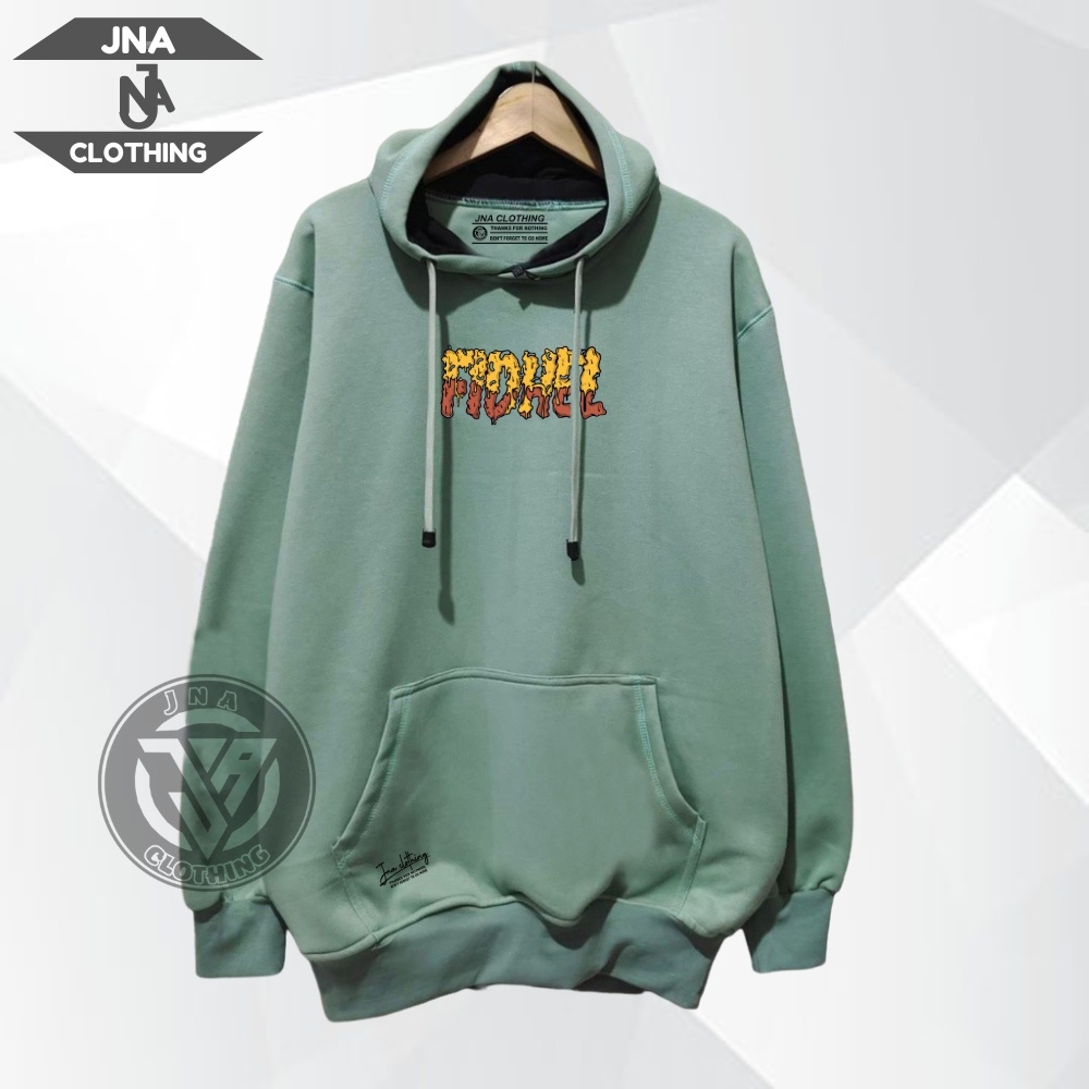 Hoodie Pria Jumper Sweatshirt Flece Tebal Lembut Gramasi 280 Sweater Hijau Mint Sablon List Fidhel Size M L XL XXL Oversize Bisa COD