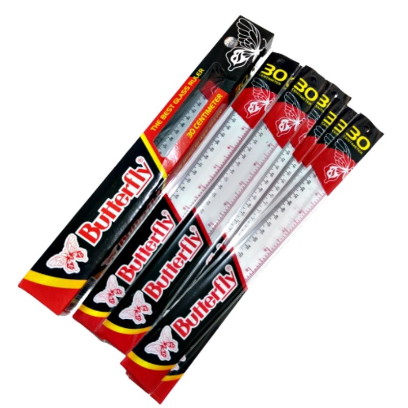 

[ERA] Penggaris Butterfly 30cm The Best Glass Ruler 12pcs