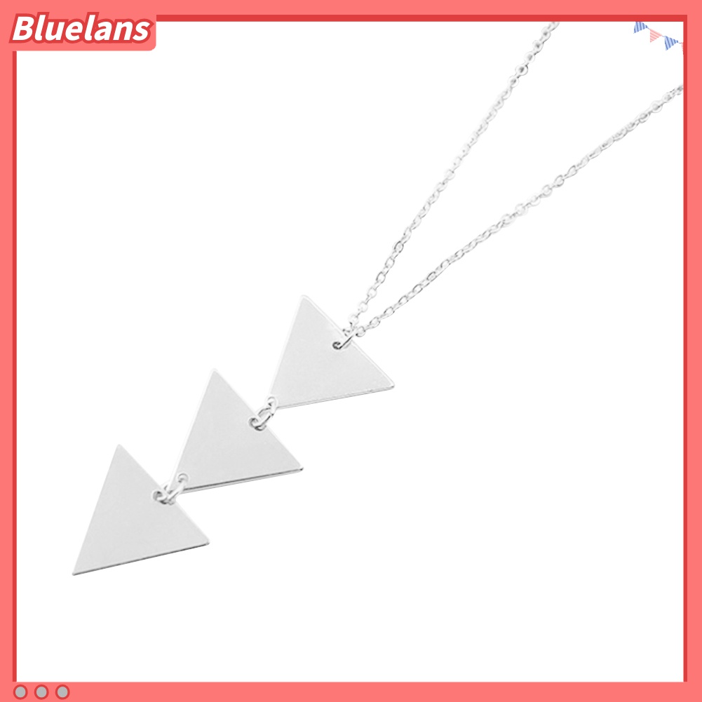 Bluelans Kalung Rantai Panjang Dengan Liontin Segitiga Geometris Untuk Wanita