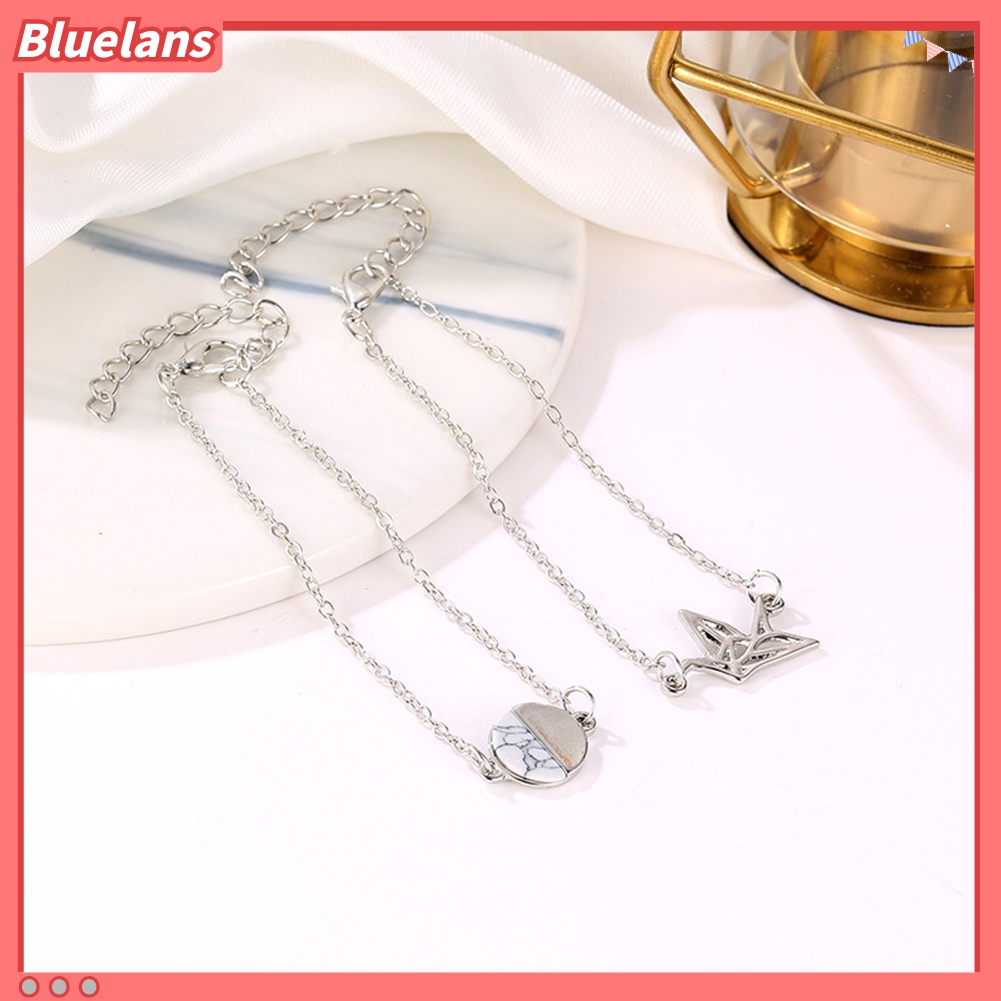 2pcs / Set Gelang Rantai Bentuk Merpati Bulat Model Hollow Untuk Wanita