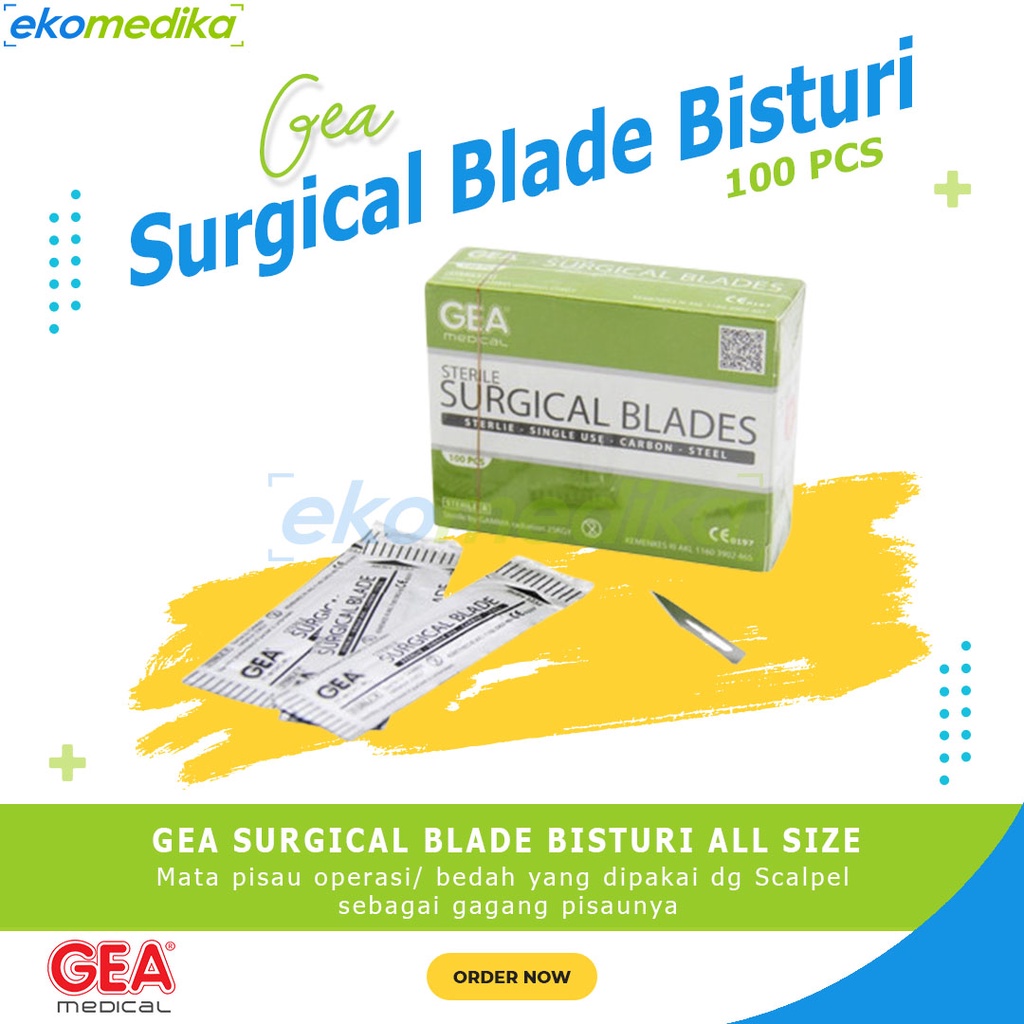 Pisau Bedah GEA Bisturi No 11 / Surgical Blade / Bisturi Mata Pisau 10 11 15 20 21 22 23 24