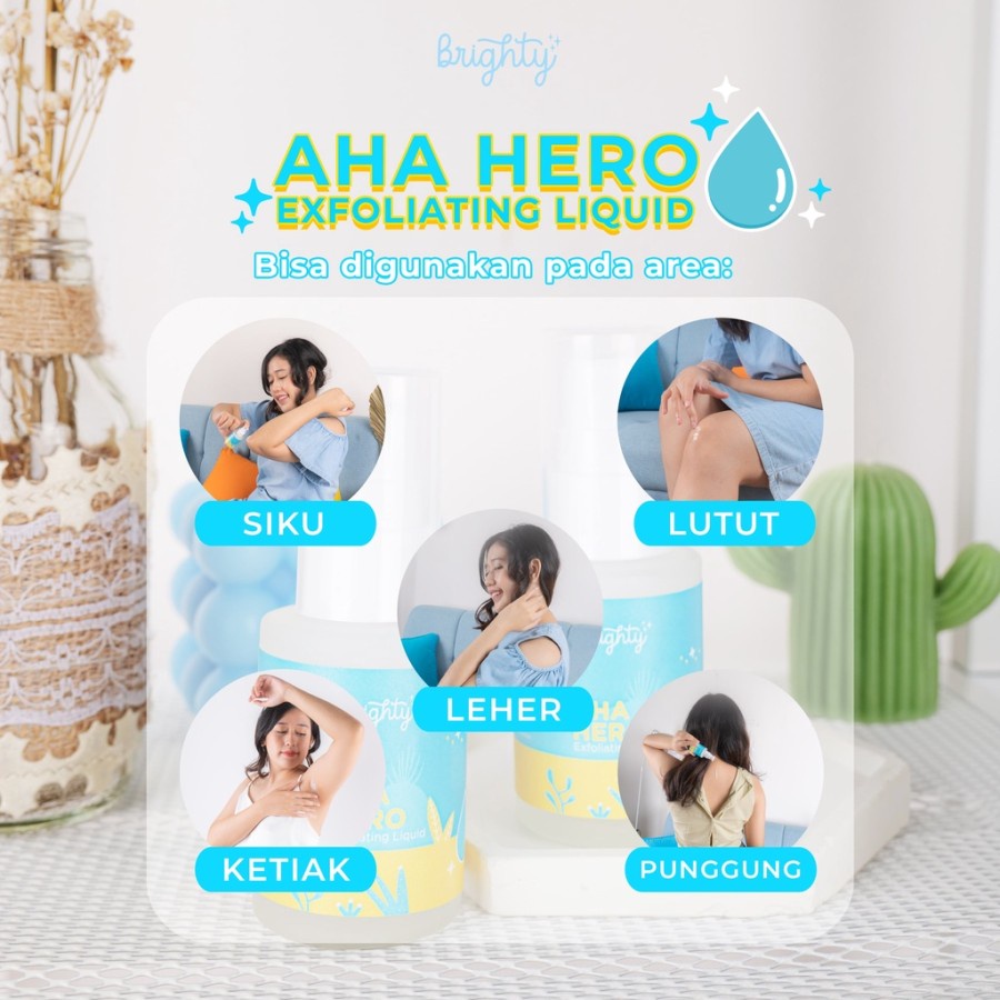 Brighty AHA HERO Exfoliating Liquid (Serum Pencerah Ketiak / Jerawat Punggung / Back Acne / Chicken Skin)