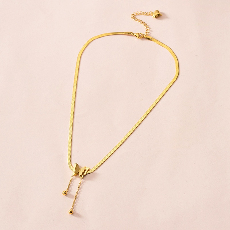 Fancyqube Kalung Rantai Choker Desain Kupu-Kupu Bahan Stainless Steel Gaya Vintage Untuk Wanita Charms