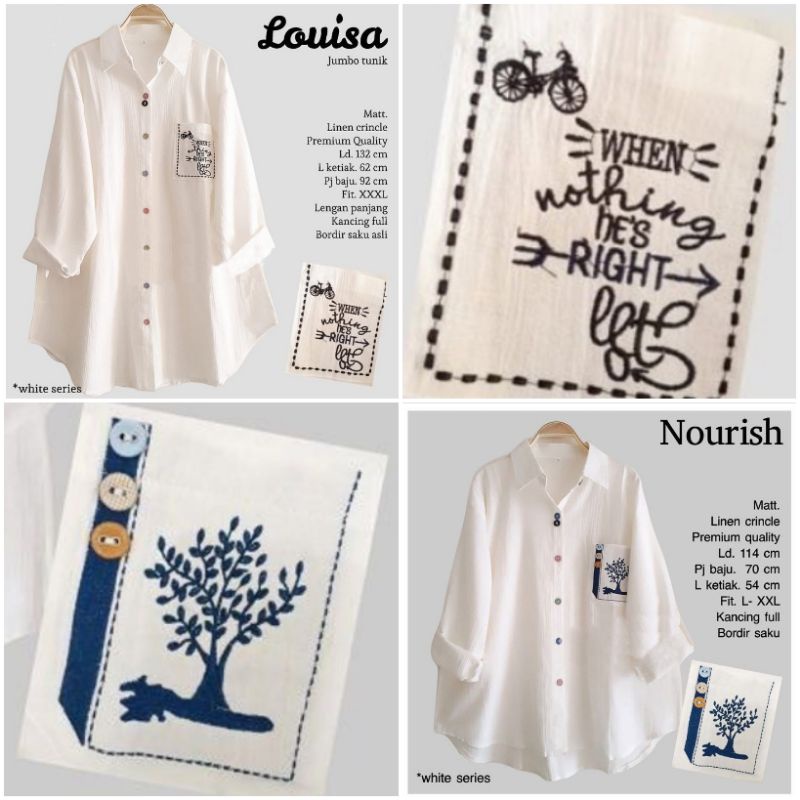 Candi blouse putih/blouse putih muslim wanita/atasan putih bordir/baju bordir bunga cantik