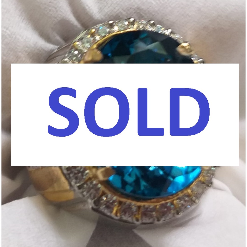 Cincin Blue Topaz (London Blue) Memo GRI Natural & Murah (Ring Perak)
