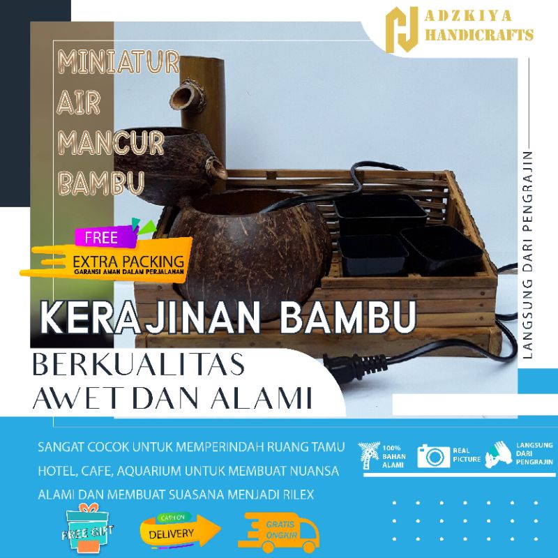 Hiasan ruang tamu, kerajinan bambu air mancur