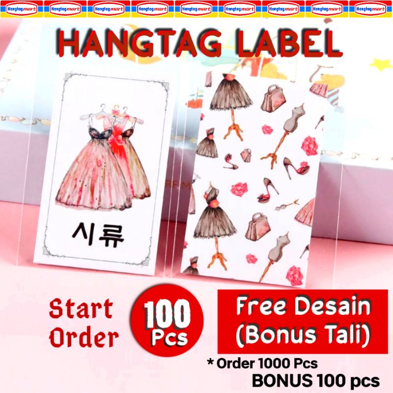 

Hang Tag Label BONUS tali tag hangtag fashion bahan Art Paper tebal 310gsm
