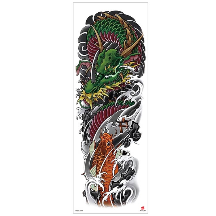 【BTI】Tato Palsu Sementara Ikan Mas Naga Besar Tahan Air Stiker Tato Warna