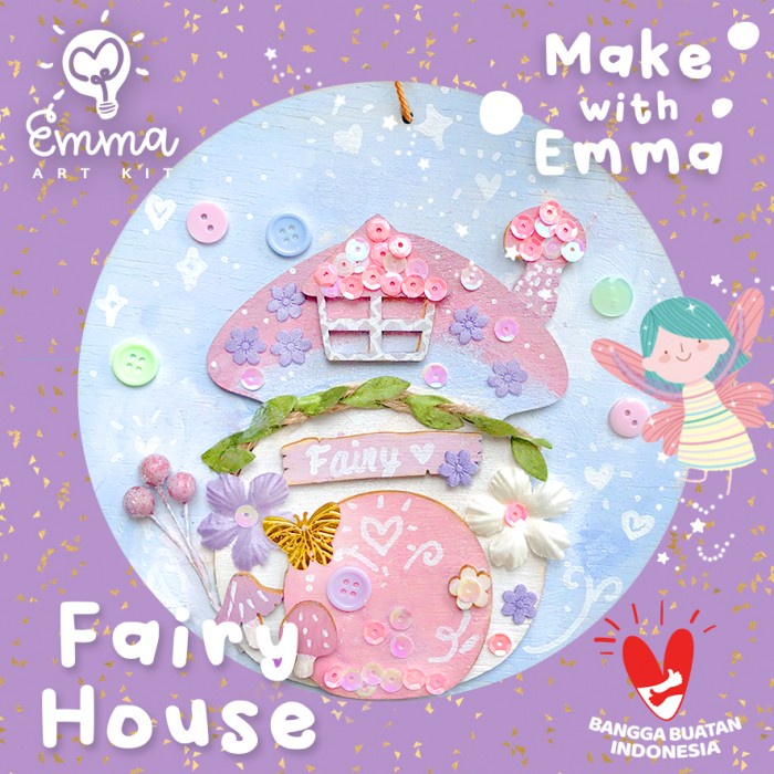 

Eklusif Make With Emma Art Kit: Rainbow Fairy House Craft Bonus White Marker Berkualitas