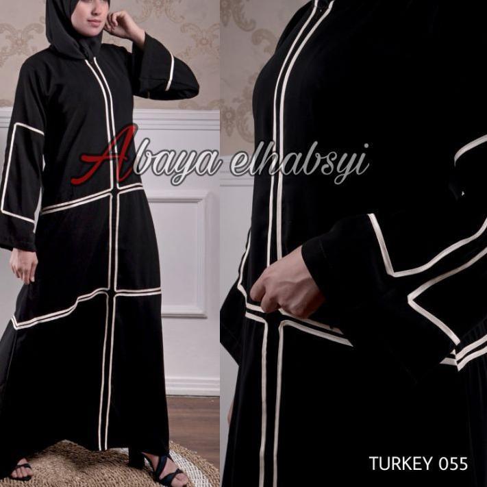 READY ✅New Abaya Gamis Arab Hitam Turkey055 Resleting Depan Kwalitas Boutique by elhabsyicollection|