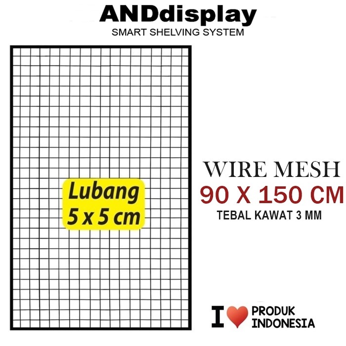 WIRE GRID MESH RAM DINDING 90 X 150 CM - KAWAT JARING KOTAK - RAM BINGKAI