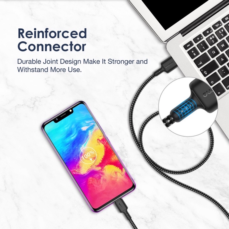 Oraimo OCD-M29N Kabel Data Android BRAID Micro USB Fast Charging Data Cable Charger 1.5 meter - Garansi 1 Tahun