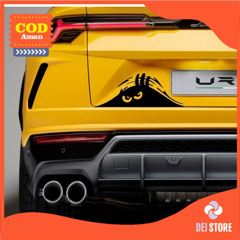 Stiker Mobil Waterproof Monster Devil Warna HItam Aman Untuk Cat Body Mobil Tinggal Tempel
