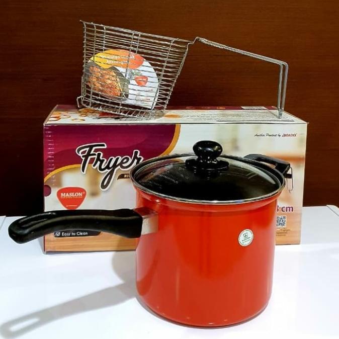 Maspion Multi Fryer Non Stick 18 cm With Tempered Glass Cover Maslon