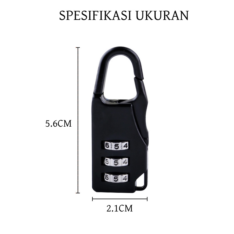 [XOQ] GEMBOK KUNCI KOPER GEMBOK SWISS ARMY GEAR ZIPPER LOCK KEYCHAIN / GEMBOK KOPER / GEMBOK ANGKA 3 DIGIT