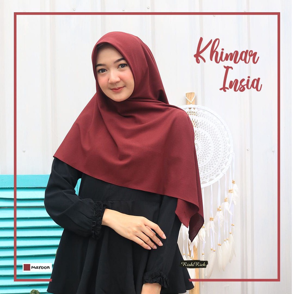 Riskirich Insia Khimar Jilbab Segi Empat Instan 2 layer Premium Jahit Tepi